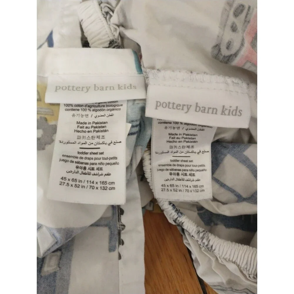 Pottery Barn Kids Crib Sheet Set Jax Construction Vehicles Organic Cotton